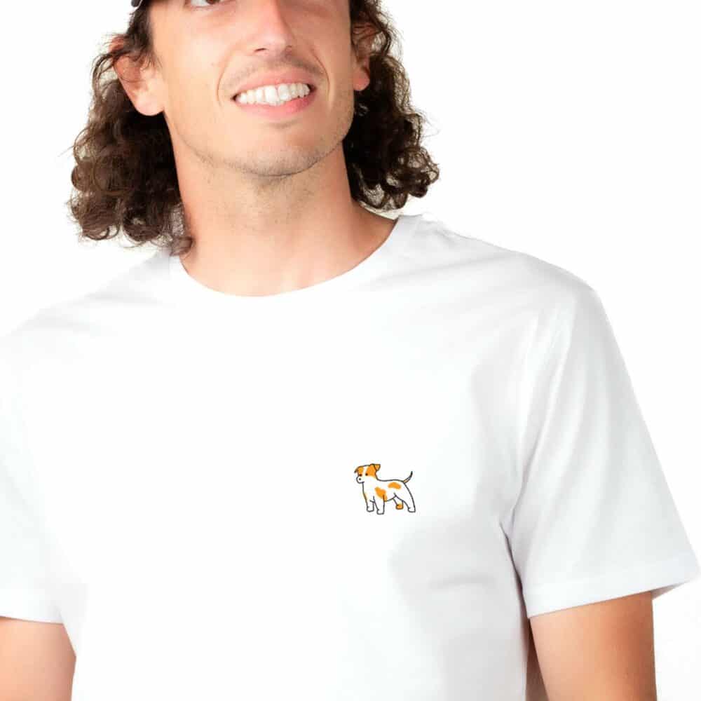 00091 T shirt Homme blanc Jack russell zoom