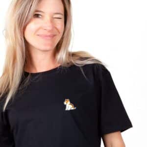 00098 T shirt femme noir Fox terrier zoom