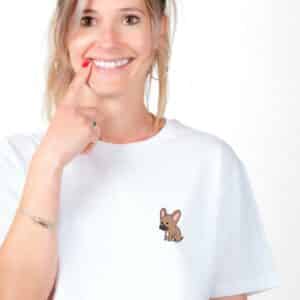 00145 T shirt femme blanc Bouledogue français zoom