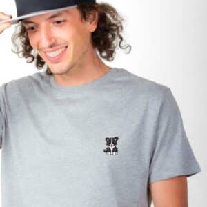 00156 T shirt Homme gris Border collie zoom