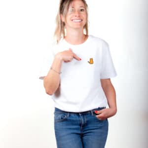 00226 T shirt femme blanc Chat roux