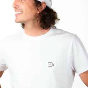 00235 T shirt Homme blanc Chat blanc zoom