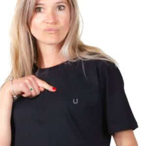 00641 T shirt femme noir fer à cheval zoom