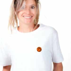 00670 T shirt femme blanc Ballon de basket zoom