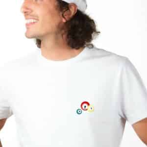 00685 T shirt Homme blanc boules de billard zoom