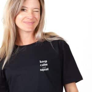 00731 T shirt femme noir keep calm and squat zoom