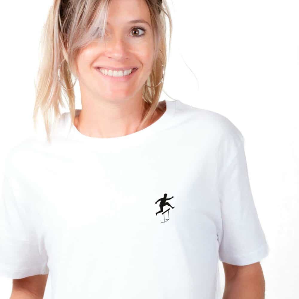 00853 T shirt femme blanc Saut de haie zoom