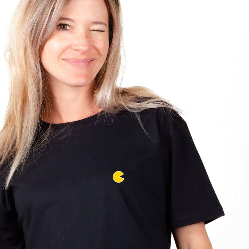 01022 T shirt femme noir Pacman zoom