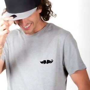 01230 T shirt Homme gris Moustache zoom