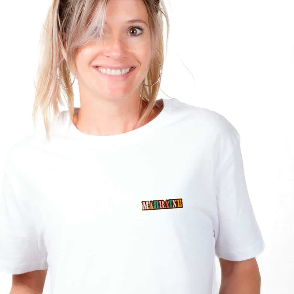 01234 T shirt femme blanc Marraine zoom