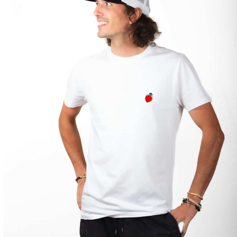 01261 T shirt Homme blanc fraise