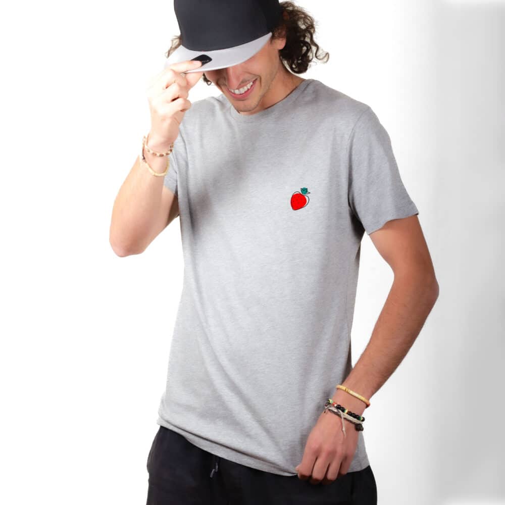 01263 T shirt Homme gris fraise