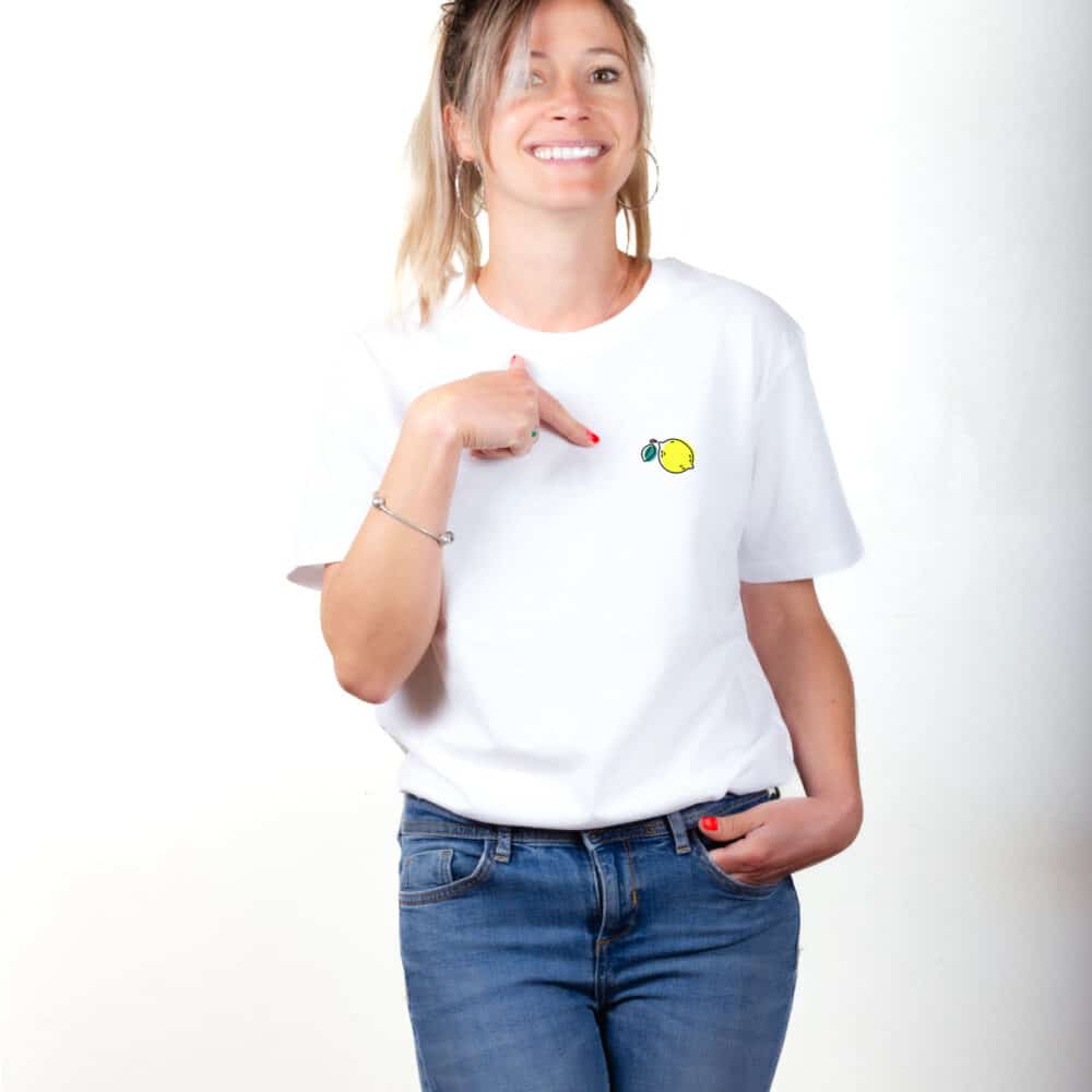 01264 T shirt femme blanc citron