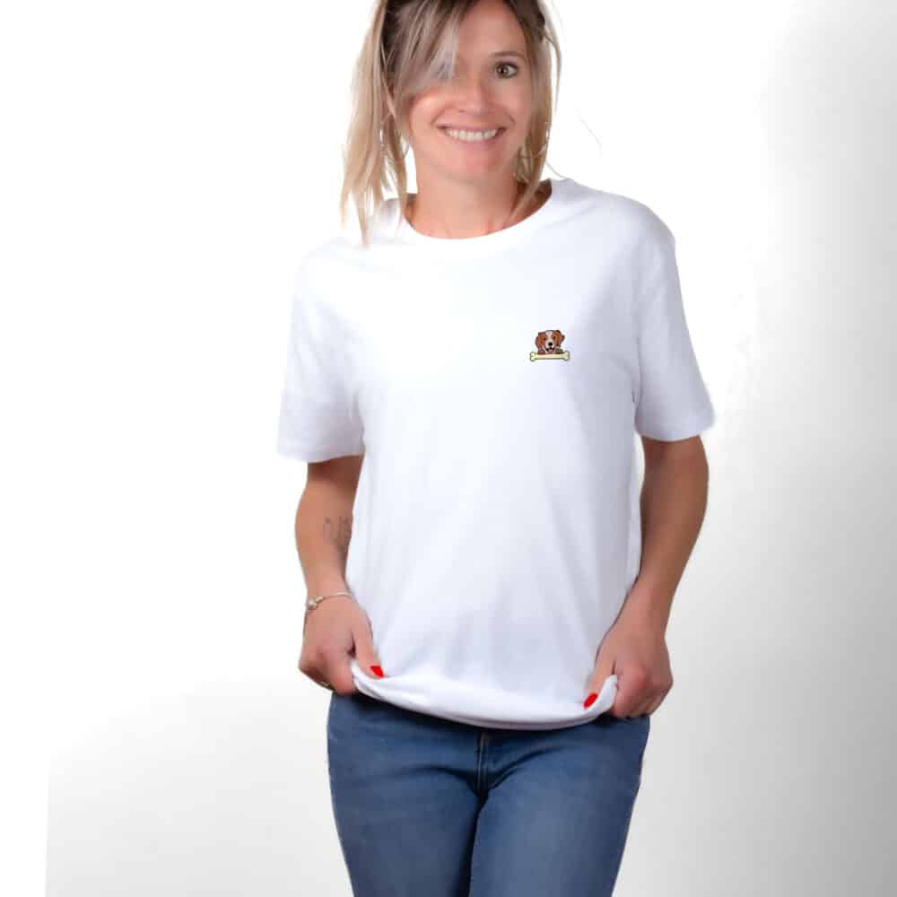 00082 T shirt femme blanc Epagneul breton