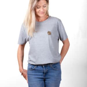00210 T shirt femme gris Spitz
