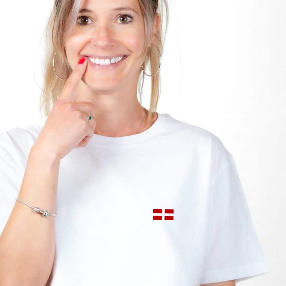 00544 T shirt femme blanc Drapeau blason Savoie Zoom