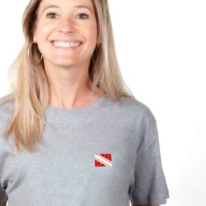 00558 T shirt femme gris Drapeau Alsace Zoom