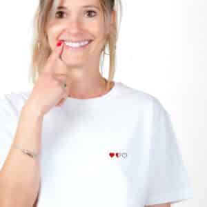 00577 T shirt femme blanc Coeur pixel Zoom
