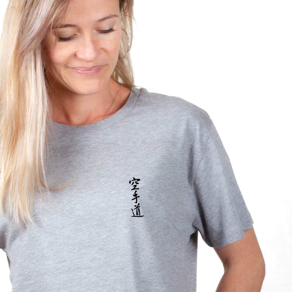 00822 T shirt femme gris Karaté caractères japonais Zoom