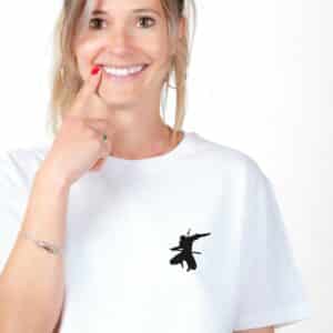 00832 T shirt femme blanc Kung fu silhouette Zoom