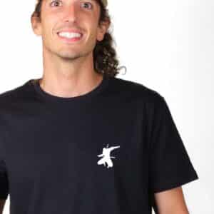 00833 T shirt homme noir Kung fu silhouette Zoom