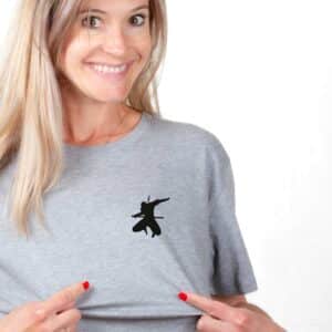 00834 T shirt femme gris Kung fu silhouette Zoom