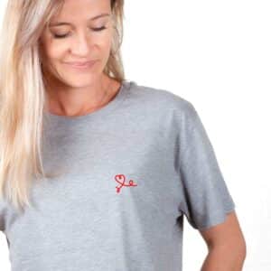 01224 T shirt femme gris Fils rouge zoom