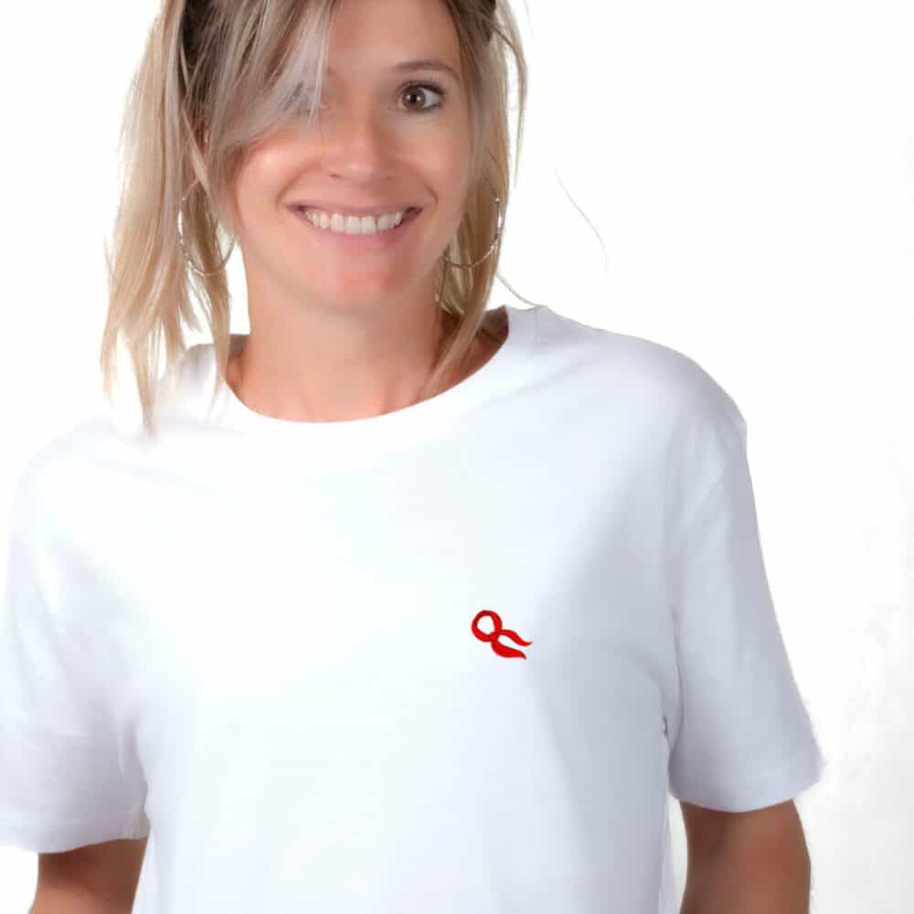 01333 T shirt femme blanc Foulard rouge Zoom