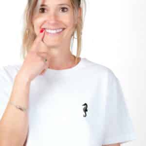 01336 T shirt femme blanc Hippocampe Zoom