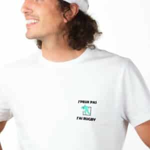 01801 T shirt homme blanc J_peux pas j_ai rugby Zoom