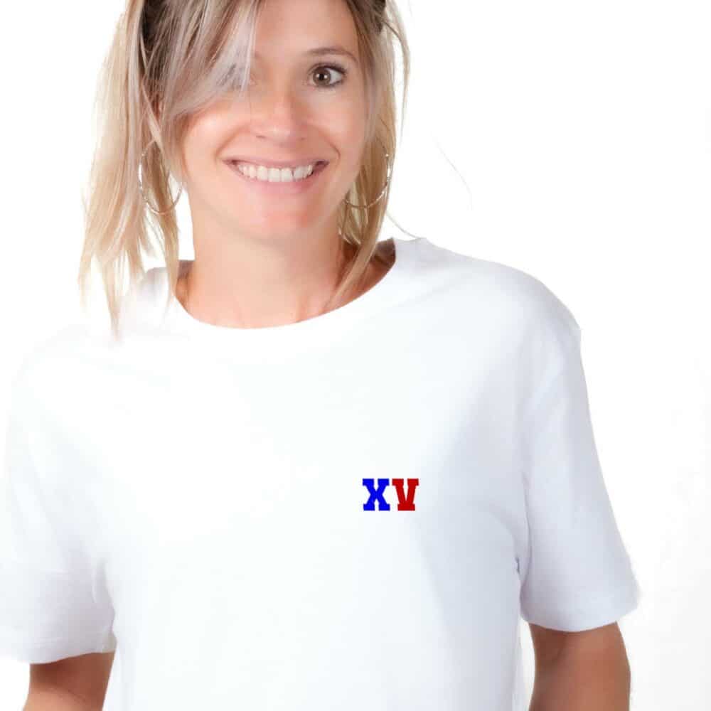 01810 T shirt femme blanc XV (de France) Zoom
