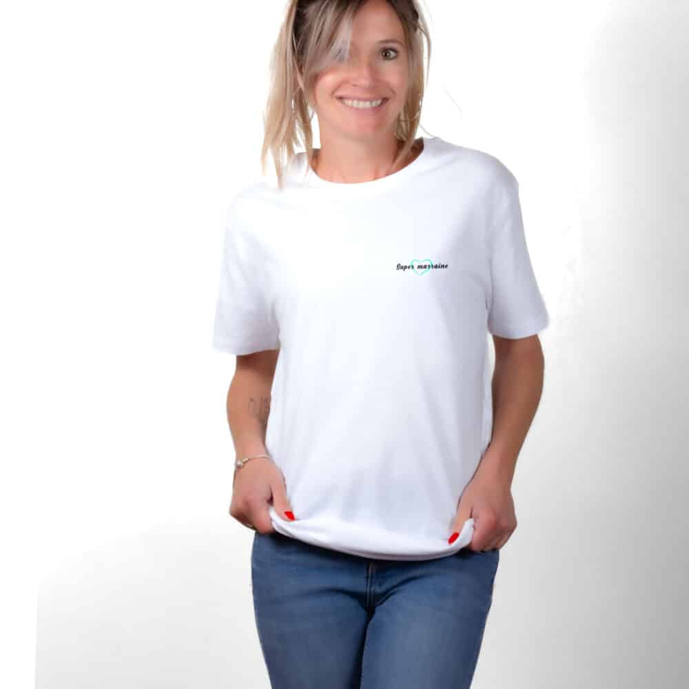 01837 T shirt femme blanc Super Marraine