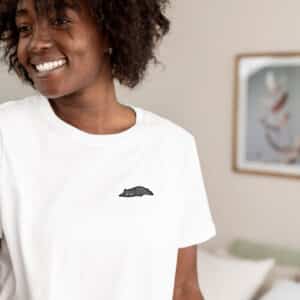 T shirt femme blanc chat chartreux 1x1