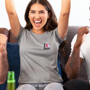 T shirt gris I love rugby 1x1