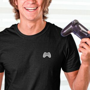 T shirt homme noir manette playstation portrait