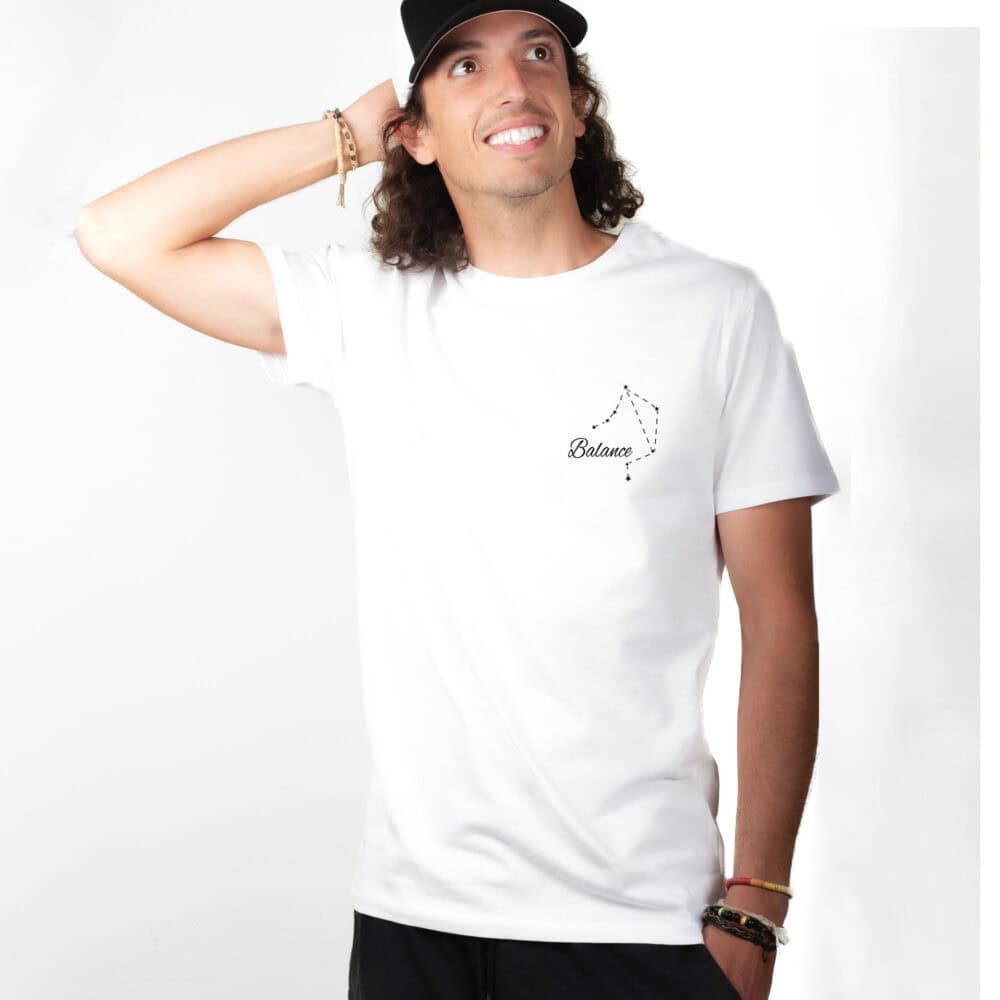 01957 T shirt Homme blanc Signe Astrologique Balance - constellation